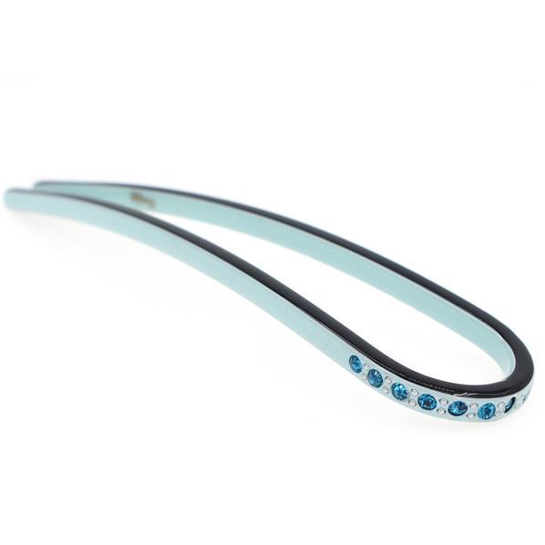 Simple Cellulose Acetate 2-Prong Hair Fork Hairstick with Rhinestones