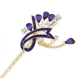 Enamel Hair Stick with Rhinestones and Tassels Feather