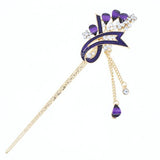 Enamel Hair Stick with Rhinestones and Tassels Feather
