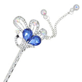 Gold Finish Rhinestone Peacock Hair Stick with Tassels Lilac