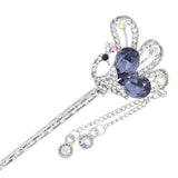 Gold Finish Rhinestone Peacock Hair Stick with Tassels