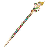Blue Enamel Cloisonne Calla Lily Hair Stick with Rhinestones