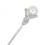 Bridal Rhinestone Hair Stick with Large Pearl