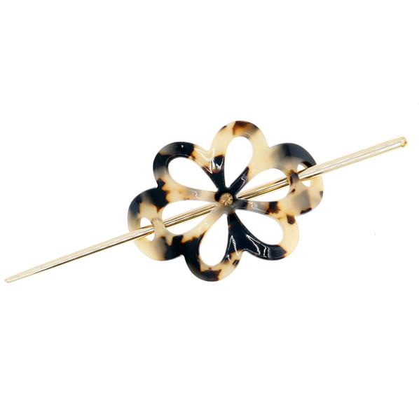 Cellulose Acetate Floral Bun Cover and Hair Stick 2-pc Set