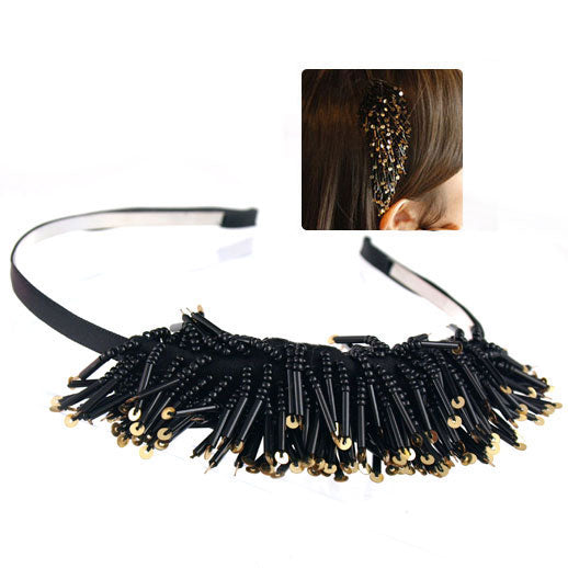 Beaded Hairband Black