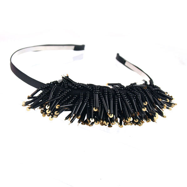 Beaded Hairband Black