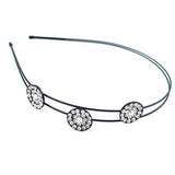 Black and White Czech Crystal Rhinestone Hairband Disk