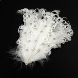 Rhinestone Decorated Curly Feather Hairband Kit Adjustable Removable