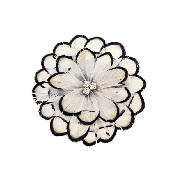 Feather Floral Hairband with Rhinestones Removable Adjustable Kit