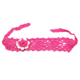 Girls Crochet Tie-up Headband with Flower Red