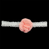 Girls White Lace Stretch Hairband with Dotted Lilac Flower