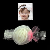 Girls White Stretch Headband with Rose