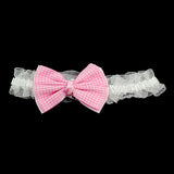 Girls Stretch Hairband with Checker Pattern Bow Red