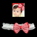 Girls Stretch Hairband with Checker Pattern Bow