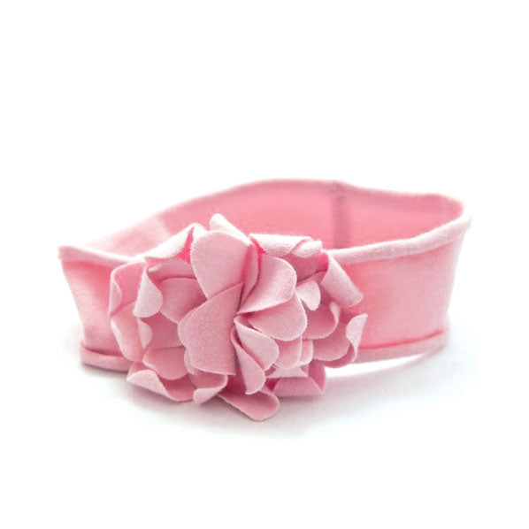 Girl's Pink Soft Fabric Floral Stretch Headband