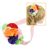 Girls Soft Fabric Flowers Stretch Headband