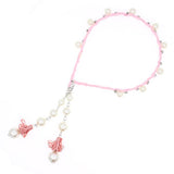 Fabric Wrapped Headband w/ Glass Pearls Rhinestones & Earring-like Tassels Pink