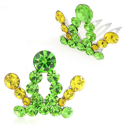 Green Swarovski Rhinestone Mini Tiara Comb 1.1" Wide