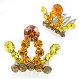 Gold Swarovski Rhinestone Mini Tiara Comb 1.1" Wide