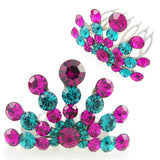 Multi-colored Swarovski Rhinestone Mini Tiara Comb 1.6" Wide