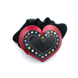 Burgundy Acrylic Heart Velvet Ponytail Holder with Czech Crystals