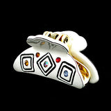 Black and White Acrylic Mini Shark Claw with Czech Crystals 1.75