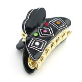 Black and White Acrylic Mini Shark Claw with Czech Crystals 1.75" wide