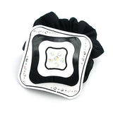 Black and White Acrylic Velvet Ponytail Holder with Czech Crystals