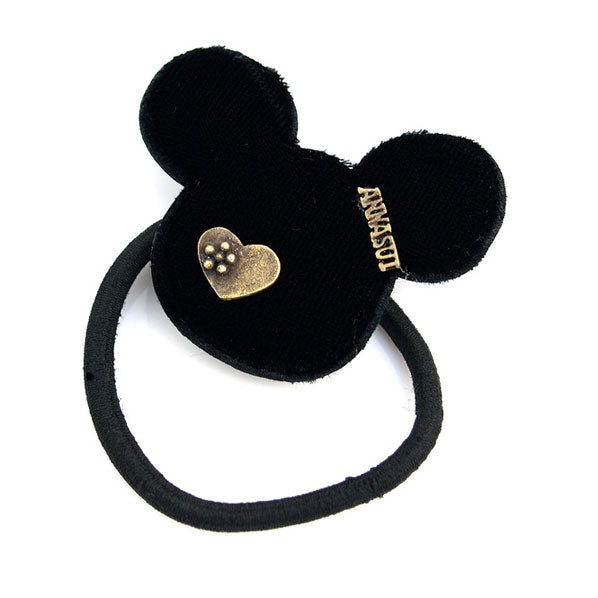 Velvet Mickey Ponytail Holder Black