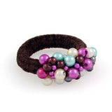 Thick Elastic Ponytail Holder with Colorful Faux Pearls