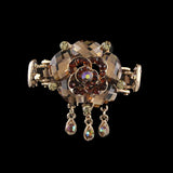 Gold Finish Purple Rhinestone Flower Mini Hair Claw w/ Tassels