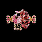 Gold Finish Rhinestone Peacock Mini Hair Claw w/ Tassels