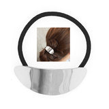 Ponytail Holder Elastic with Polished Gold Finish Oval Metal Piece