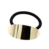 Ponytail Holder Elastic with Polished Oval Metal Piece