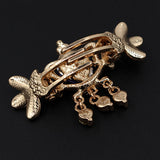 Gold Finish Lilac Rhinestone Mini Claw with Tassels