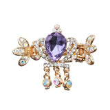 Gold Finish Lilac Rhinestone Mini Claw with Tassels