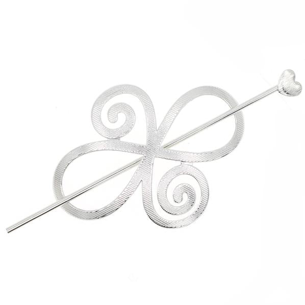 Golden Finish Metal Floral Bun Cover and Hair Stick 2-pc Set