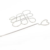 Silver Finish Diamond Shape Metal Wire Hair Stick and Bun Cover 2-pc Set