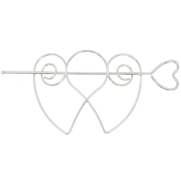 Double Heart Metal Wire Hair Stick and Bun Cover 2-pc Set