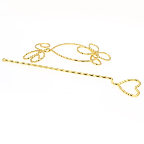 Metal Wire Hair Stick and Bun Cover 2-pc Set Fish