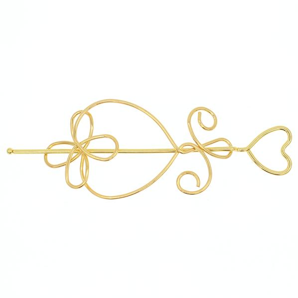 Metal Wire Hair Stick and Bun Cover 2-pc Set Fish