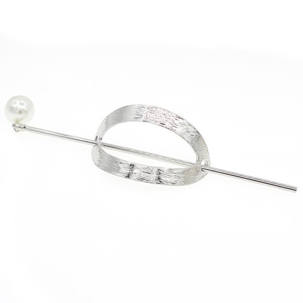 Gold Finish Hollow Center Metal Oval Bun Cover and Hair Stick 0-pc Set