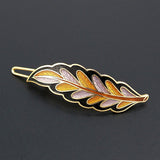 Gold-plated Chinese Cloisonne Leaf Hair Clip