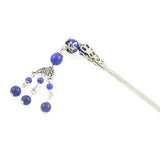 Tibetan Style Hair Stick with Tassel 5.5" Long Deep Blue