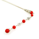 Tibetan Style Hair Stick with Tassel 5.5" Long Red