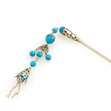 Tibetan Style Hair Stick with Tassel 5.5" Long Blue
