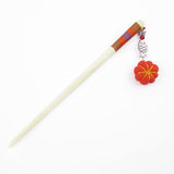 Cattle Bone Hair Stick with Pumpkin Orange 6.6 In