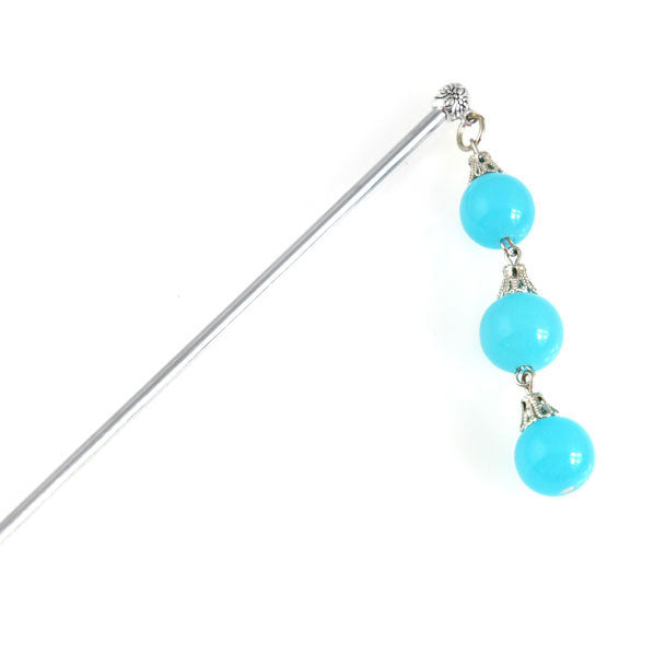 Tibetan Style Hair Stick with Tassel 5.75 In Blue