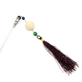 Oriental Hair Stick with Chinese Lacquer Bead and Tassels 5.25"