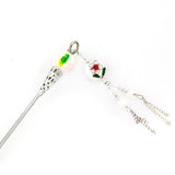 Cloisonne Bead Hair Stick with Tassels 7" White